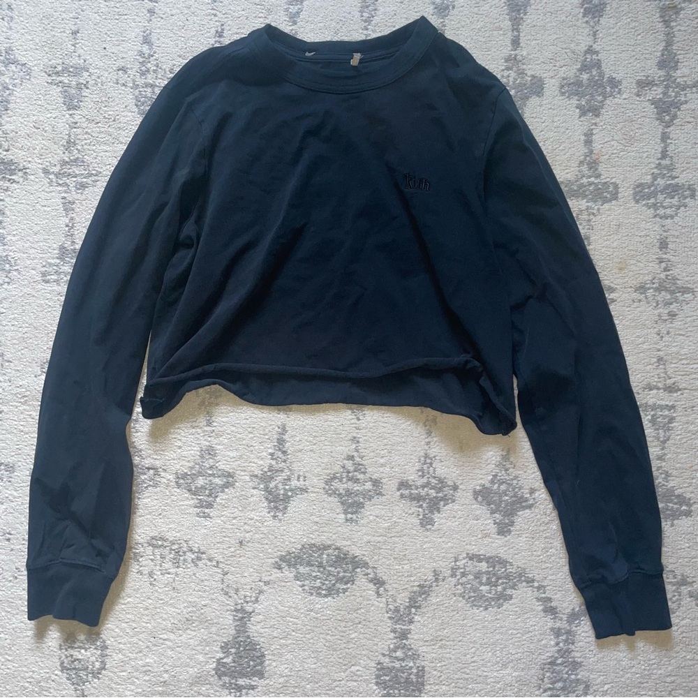 Kith Embroidered Logo Cropped Long Sleeve Shirt